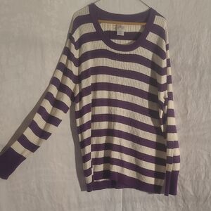 Just My Size Purple and Cream Striped Sweater
